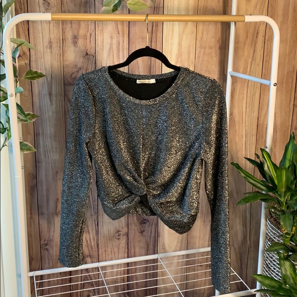 Heart & Hips Sparkly Long Sleeve Crop Top